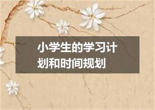 小学生的学习计划和时间规划