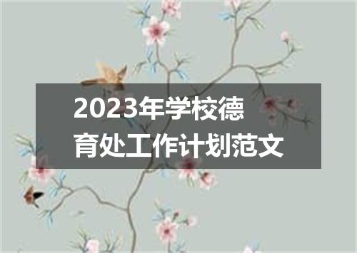 2023年学校德育处工作计划范文