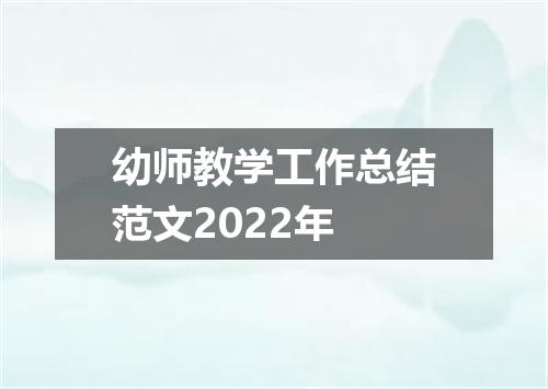 幼师教学工作总结范文2022年