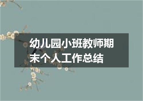 幼儿园小班教师期末个人工作总结