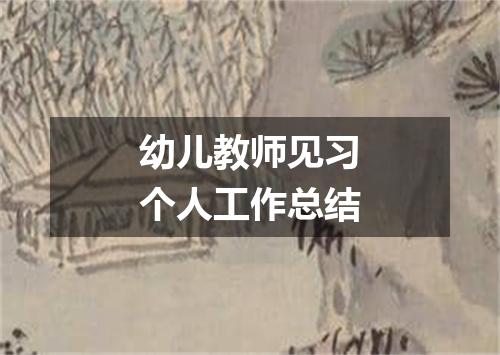 幼儿教师见习个人工作总结
