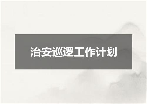 治安巡逻工作计划