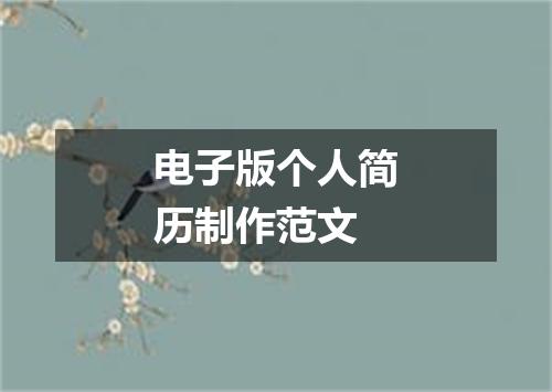 电子版个人简历制作范文