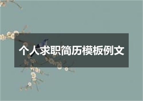 个人求职简历模板例文