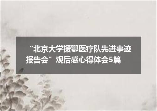 “北京大学援鄂医疗队先进事迹报告会”观后感心得体会5篇