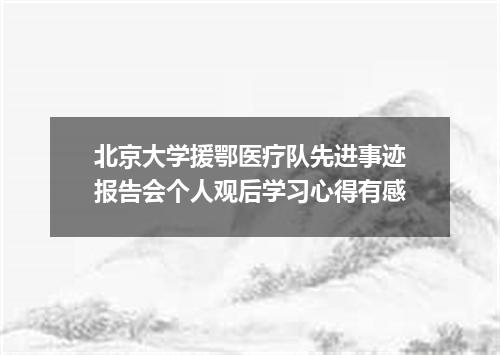 北京大学援鄂医疗队先进事迹报告会个人观后学习心得有感