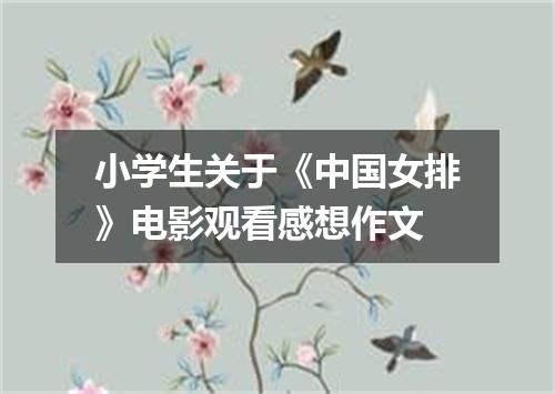小学生关于《中国女排》电影观看感想作文