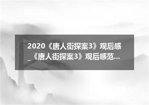 2020《唐人街探案3》观后感_《唐人街探案3》观后感范文精选篇