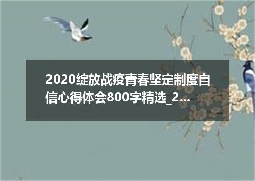 2020绽放战疫青春坚定制度自信心得体会800字精选_2020战疫五四精神心得5篇