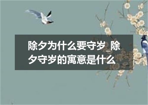 除夕为什么要守岁_除夕守岁的寓意是什么