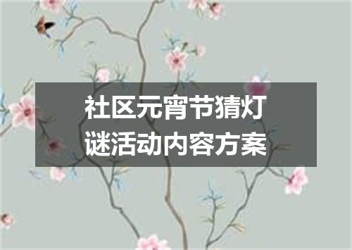 社区元宵节猜灯谜活动内容方案
