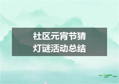 社区元宵节猜灯谜活动总结