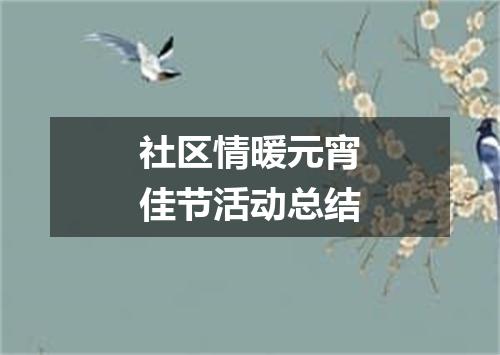 社区情暖元宵佳节活动总结