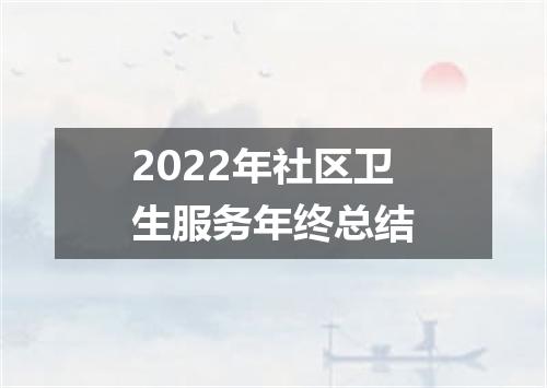 2022年社区卫生服务年终总结
