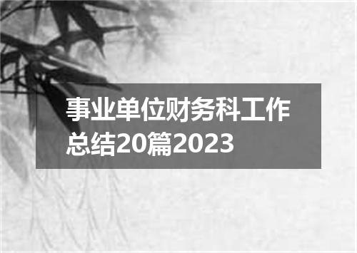 事业单位财务科工作总结20篇2023