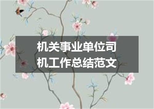 机关事业单位司机工作总结范文