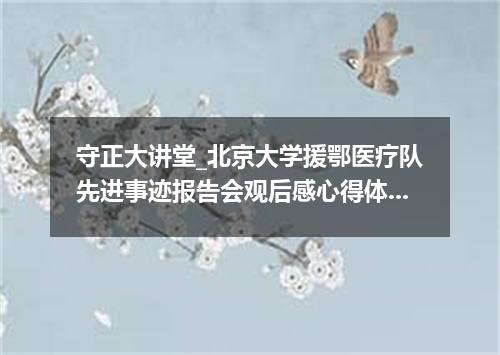 守正大讲堂_北京大学援鄂医疗队先进事迹报告会观后感心得体会