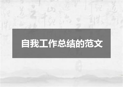 自我工作总结的范文