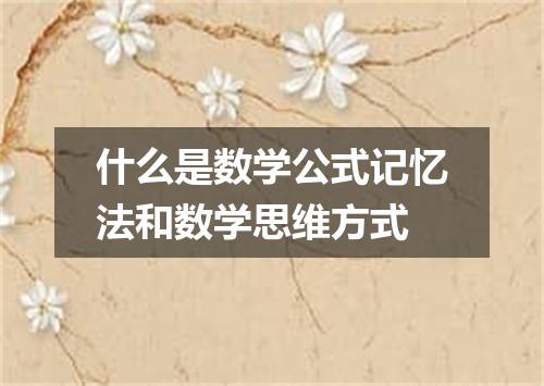 什么是数学公式记忆法和数学思维方式