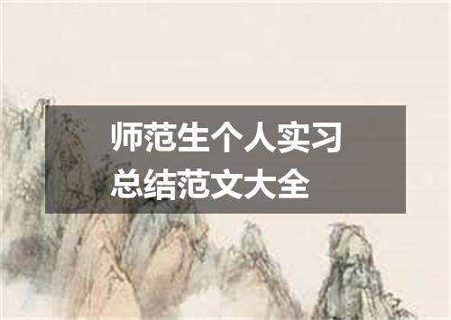 师范生个人实习总结范文大全