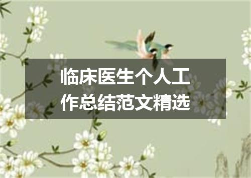 临床医生个人工作总结范文精选