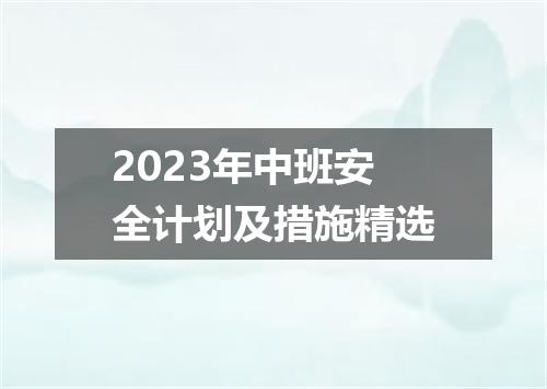 2023年中班安全计划及措施精选