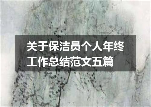 关于保洁员个人年终工作总结范文五篇