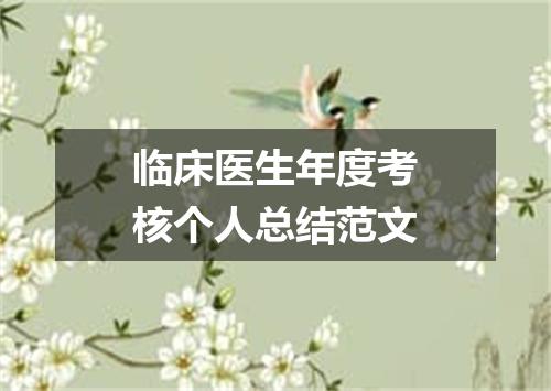 临床医生年度考核个人总结范文