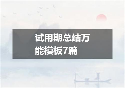 试用期总结万能模板7篇