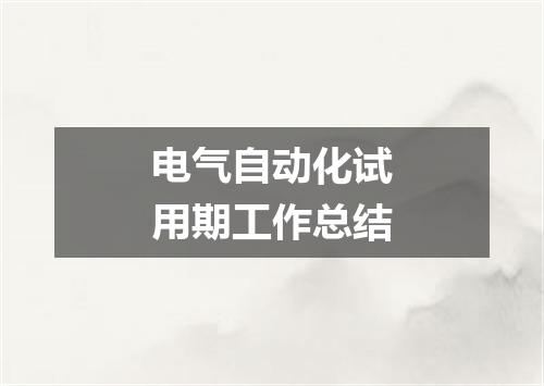 电气自动化试用期工作总结