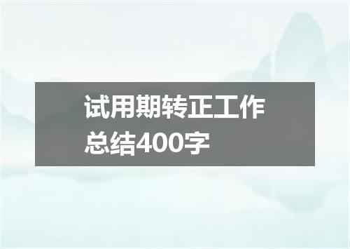 试用期转正工作总结400字