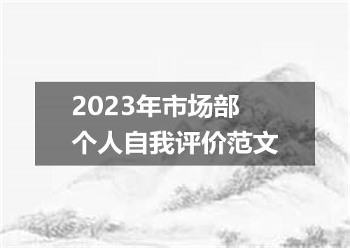 2023年市场部个人自我评价范文
