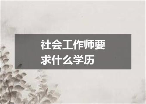 社会工作师要求什么学历