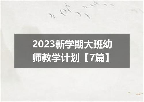 2023新学期大班幼师教学计划【7篇】