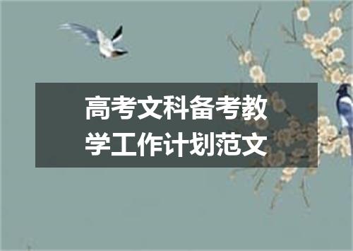 高考文科备考教学工作计划范文