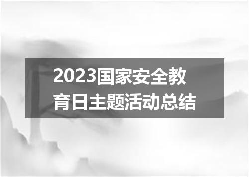 2023国家安全教育日主题活动总结