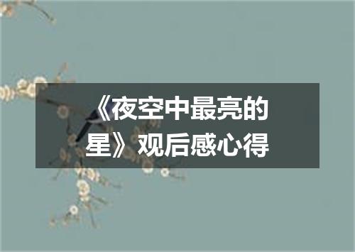 《夜空中最亮的星》观后感心得