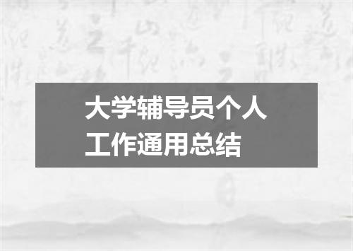 大学辅导员个人工作通用总结