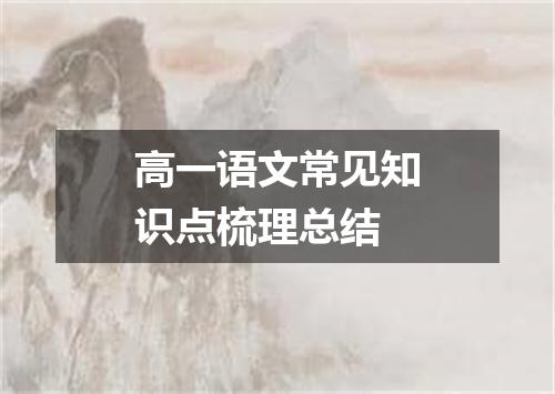 高一语文常见知识点梳理总结