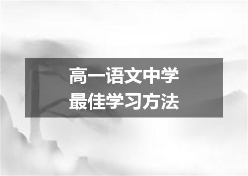 高一语文中学最佳学习方法