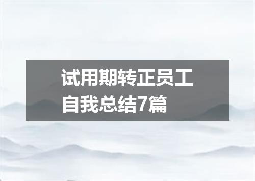 试用期转正员工自我总结7篇