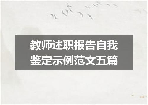 教师述职报告自我鉴定示例范文五篇