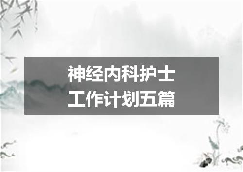 神经内科护士工作计划五篇