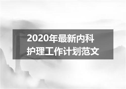 2020年最新内科护理工作计划范文