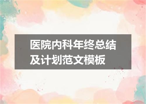 医院内科年终总结及计划范文模板