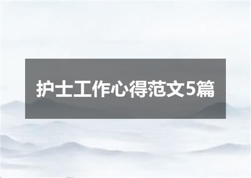 护士工作心得范文5篇