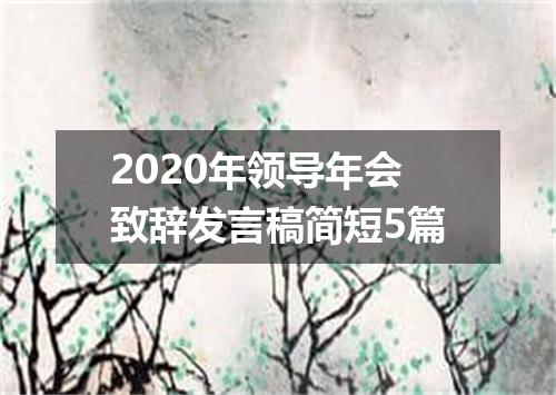 2020年领导年会致辞发言稿简短5篇