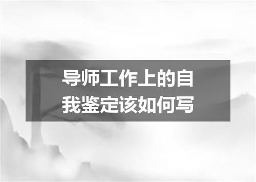 导师工作上的自我鉴定该如何写