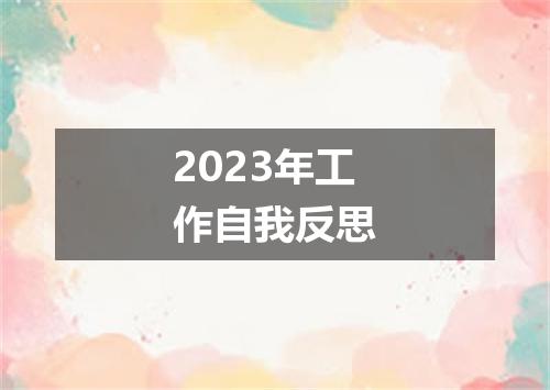 2023年工作自我反思