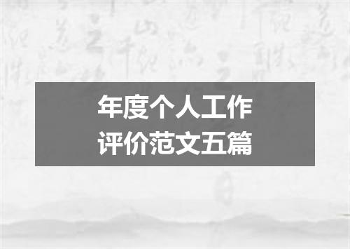 年度个人工作评价范文五篇